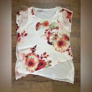 CALVIN KLEIN | Floral criss cross hem top
